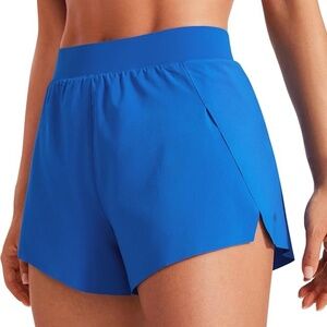 CRZ YOGA Running Shorts for Women High Waisted V Split size S